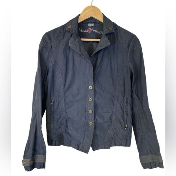 Mexx Vintage Black Button Front Shirt Jacket Size 12 - Picture 1 of 11